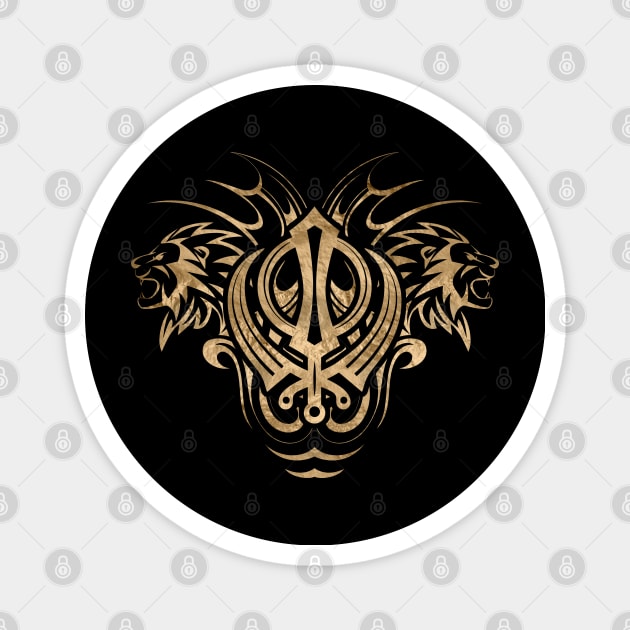 Golden Sikh Khanda symbol Magnet by Nartissima
